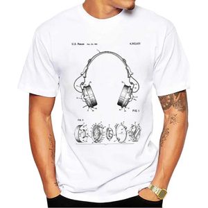 T-shirt maschile thub vintage divertente musica singolare magliette boy cuffie per cuffie stampare cortometraggi slve thirt sport tops y240509