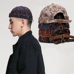 BERETS VINTAGE BRIMLESS HAT 2024 BEANIE HATS DOCKER CAP COTTON調整可能な文学家主船員女性ヒップホップ