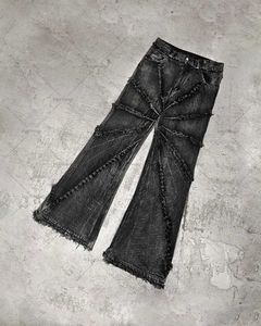 Mäns jeans 2023 Street Retro Originalkant Hög midja Tät herr Y2K Fashion Casual Loose Unistressed Wide Len Womens Q240509