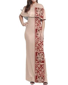 Lässige Kleider langes trägerloses Kleid polynesischer Samoa Tribal Tattoo Aline Lose Kragen Party gedrucktes Design Damen Sexy Sommer Dre3921983