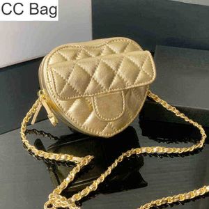 Bolsas de compras CC Sacos de compras 22SS Womens Classic Mini Lampskin Heart Heart Coloque cintura acolchoada Real Correia dourada Cadeia de prata Turn Lock Vanity Bust 292Z