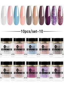 Mtssii 10pcs Diping Nail Powders Set Nude Series Dip Art Glitter Powder для маникурных украшений аксессуары4565592