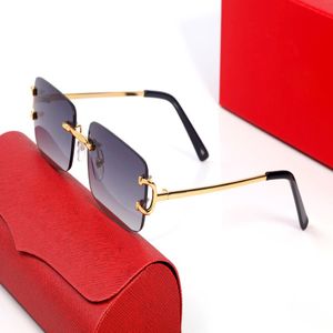 Óculos de sol de designer de moda para homens de óculos retangulares mulheres mulheres sem aro olheeglasses prateado dourado vermelho bege verde molduras de metal olho 240g