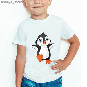 T-shirt Nuovo cartone animato cartone da pinguino da pinguino da pinguino t-shirt baby abbigliamento estivo universale ragazzo ragazza tee bal040l2405