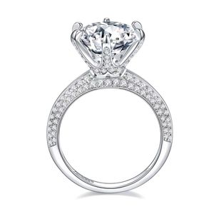 Luxury 5ct Big Moissanite Diamond Diamond Anello bianco Plactato 925 Anello nuziale di moissanite in argento sterling per donne