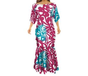 Samoan Women039S Long Mermaid Dress Par Klänning Polynesisk stam Anpassad halvärm Personlighet Kvinnor Lång fiskstoppsklänning 226950837