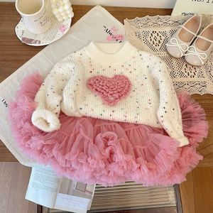 セットウィンターレディースセーター幼稚園編みの新生児ファッションコットンジッパー服1-7Y Q240508セット