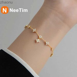 Chain NeeTim 925 pure silver four leaf adjustable flower chain providing gifts for certified women XW