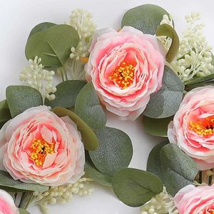 Flores decorativas grinaldas de 2m de seda rosa videira de rosa pendurada flores para decoração de parede rattan folhas falsas folhas de festas de guirlanda decoração caseira