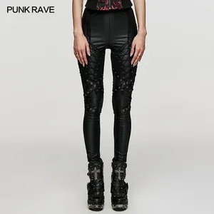 Women's Leggings PUNK RAVE Symmetrical Design Slim Fit Black Skinny Pants Elastic Drawstring Streetwear Women Clothes