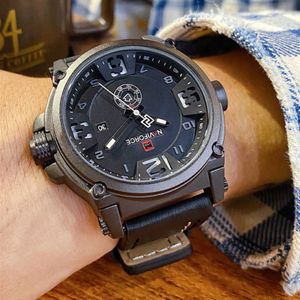 أفضل العلامة التجارية الفاخرة NAVIFORCE MENS Sports Watches Men's Mermy Germy Leather Watch Watch Male Clock Clock Relogio Masculino X06 291X