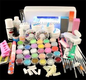 Volles Set Acrylpulver UV Gel Kit Pinsel Stift UV Lampe Nägelkunst DIY Manicure Kit Jumbo UV Gel Acryl 3D 9W Lampen Glitter Pinsel FIL5363175