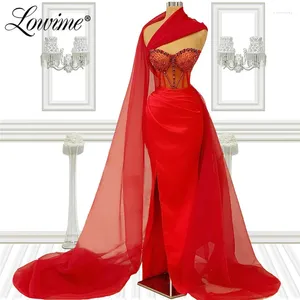 Платья для вечеринок красная длинная русалка с бисером 2024 Градания кристаллы выпускной платье специальное дизайн арабские вечерние платья vestido de festa