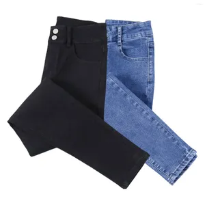 Dżinsy dżinsy legginsy retro niebieskie wysoką talię elastyczne szczupłe spodnie do pracy w miejscu pracy w domu nov99