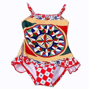 Endelar avancerade LDREN SWIMSUIT FACTORY POCHOTY 2024 Summer New Girl One-Piece Swimsuit LDren Suspender Bikini Swim Wear 1-12Y H240508