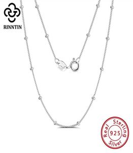 Rinnntin 925 Sterling Silber Kette Halskette Seite 20mm Ballperlen am Hals für Frauen Schmuck Elegante Damen Dekor SC22 Ketten7776769