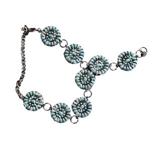 Katherine Factory Mommy e eu sólido Oval Metal Metal Ajustável Concho Turquoise Belt 267s