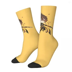 Männer Socken Modestoffen Neuheit Genshin Impact Chibi Zhongli Gott der Verträge Sock Sport Frauen Frühling Sommer Herbst Winter