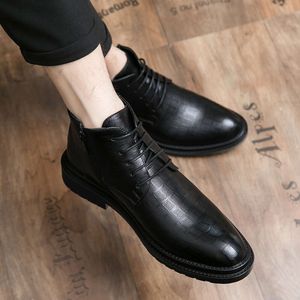 Men Lace-up & Side Zipper Business Fashionable Ankle Boots