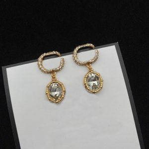 Z diamentami G Letter Women Designer Studs Brass Fashion Luksusowe kolczyki 347J