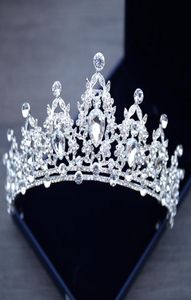 أزياء الفضة الكريستال tiaras و Crowns الزفاف الحجر الراين مجوهرات شعر الزفاف للنساء الأميرة Diadem شعر الزخارف PAG7784880