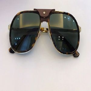 Square Pilot Sunglasses for Men 0241s Metal Gold Havana Green Lens gafa de sol Glasses Shades UV400 New with box 261n