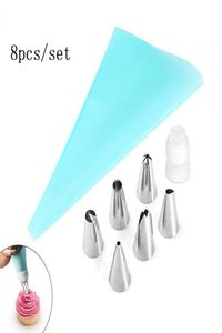 8pcsset Icing Munstel Cream Piping Bag Set Russian Piping Tips Diy Cake Decorating Tips Set Pastry Tools Bakeware Kitchen Accessor8831990