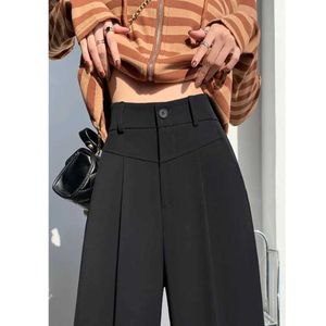 Women's Pants Capris Womens Y2K Clothes Black Thin Straight Casual Dragging High Waist Trousers Korean Suits Tailoring Pants Summer Clothing 2023 Y240509