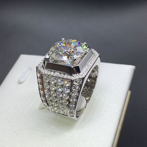 Stunning New Arrival Fashion Luxury Jewelry 925 Sterling Silver White Sapphire Round Cut CZ Zirconia Party Women Wedding Engagment Men 303g