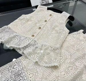 Mizaç, Kadınlar 2024 Summer Maje Vest Üstü ve Pantolonları için Dantel İki Parçalı Set