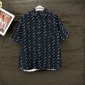 lyxig designer skjorta mens knapp upp skjortor tryck bowling skjorta hawaii full kroppsbrev handel casual skjortor män kort lös hawaiian topp