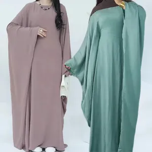 Roupas étnicas amarrar dentro de oração borboleta abaya de alta qualidade com corda de batwing maxi vestidos eid ramanda crepe jazz mulheres muçulmanas