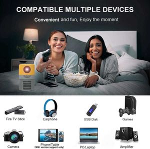 Projetores Projetores Smart Projetor Wifi Mini portátil Home Theatre Mobile Mesmo Projector de tela Suporta 4K LED Home Video Projector and Speakers J240509