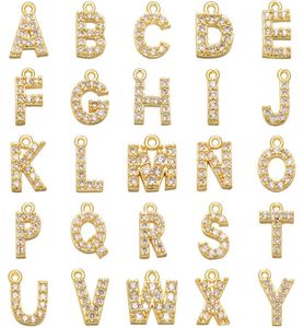 26 PCSSet Simple Classic Custom AZ 26 Alphabet Letter Charm Gold Color Copper Zircon Charm Name Pendant Original Woman Jewelry7935978