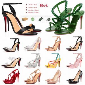 Z butami z pudełkiem Red Sole Fashion High Heels Toe Winted Top Fame Słynna projektantka Women Women 6-8-10-12-14CM Luksusowe wysokie podsumowanie seksowne szpilki 34-43