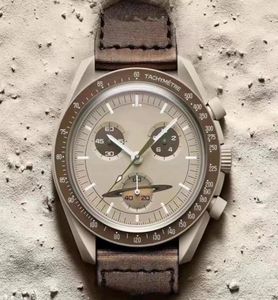 세라믹 손목 시계 Moonwatch 운동 디자이너 시계 Quartz Montres Mouvement 스마트 시계 스테인리스 스틸 골드 발광 스포츠 3906776