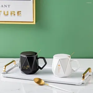 Mugs Black And White Ceramic Cup Modern Simple Mug Korean Creative Couple Coffee Men's Business Luxury