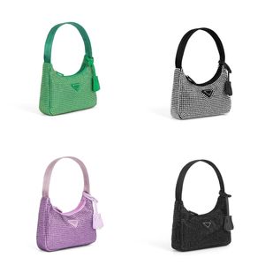 Bolsas designer meminina bolsa de ombro saco hobo saco de luxo triângulo de cristal bolsas de axila luxuosas bolsas de zíper de zípers shinestone resplandecente novidade te055 h4