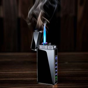 Gas Unfilled Electric Dual Use Three Type Flame Metal Windproof Iatable Rechargeable Lighter