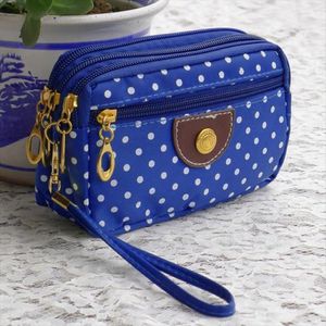 Hot Sale Polka Dots Print Women Coin Purse Clutch Wristlet Bag Phone Key Case Makeup Bag Women Credit Card Holder Tote 326C