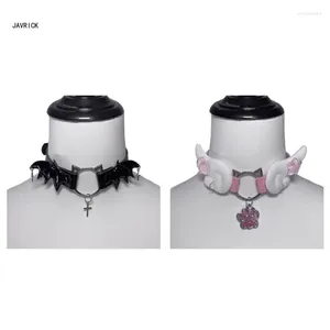 Anhänger Halsketten Punk Flügel Choker Leder Chokers Halsgurt Frauen Y2K Schmucklegierung Material Geschenk für D0LC