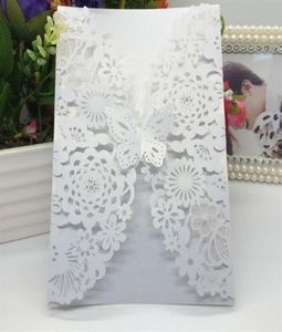Karty pozdrowieni 40pcspack błyszcząca perła papierowa zaproszenie na ślub Karta kwiatowa laserowa krojona rzeźbione 3D Motylowe zaproszenia na urodziny 1258096