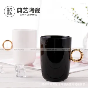 Кружки пара чашки кольца Creative Ceramic Gold Charming Simple Mug подарочная коробка