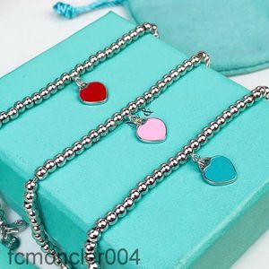 Designer Peach Heart esmalte pulseira de pulseiras de luxo letra Love Charm Women Fashion Trend S925 Sterling Silver Classic Jewelry Casal JT0s