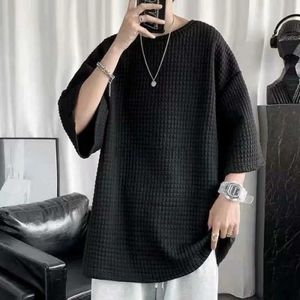 Men's T-Shirts mens oversized summer loose O-neck short sleEved top mens one-fifth sleEve Ins casual comfortable T-shirt d240509