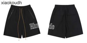 Rhude High End Tasarımcı İlkbahar/Yaz için Şort Yeni Moda Baskılı Yan Dikiş Cep Fermuar Erkekleri 1: 1 Orijinal Etiketli Günlük Spor Şortları