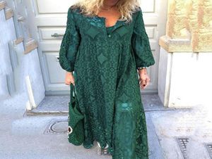 Plus storlek 5xl Lace Boho Women039S långa klänningar ihåliga ut lykta ärmklänning kvinnlig 2020 vår sommarkoreansk vestidos lady y2194471