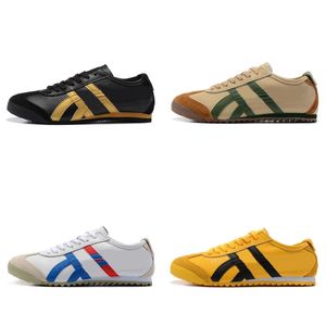 Sapatos causais Tiger México 66 Desinger Treinadores Run Run Shoe Soakers de couro macio Branco azul azul vermelho amarelo baixo