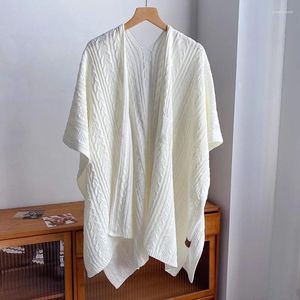 Schals Herumn Frauen Frauen kreuz und streetwear straße stick gestrickt strickgidigan strickkleidung hohl schal mantel warm warm lous lous poncho cape