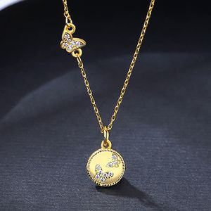 S925 Silver Pendant Necklace Zircon Butterfly Fashion Necklace Plated 18k Gold Exquisite Necklace Fashion Women Collar Chain Necklace Valentine's Day Gift spc